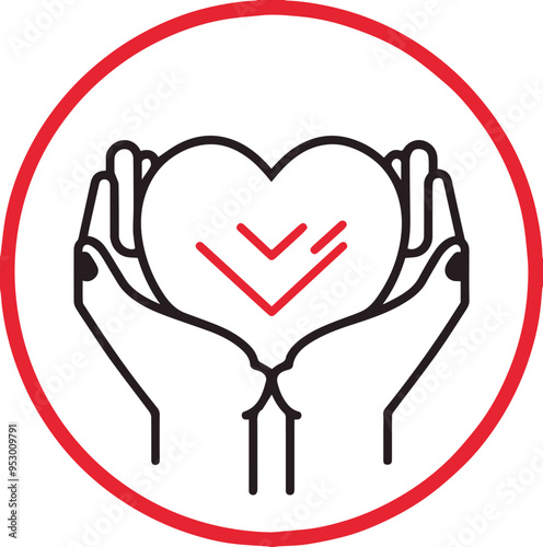 손과 심장 아이콘, 사랑, 보호, 헌신, 지원 관련 이미지