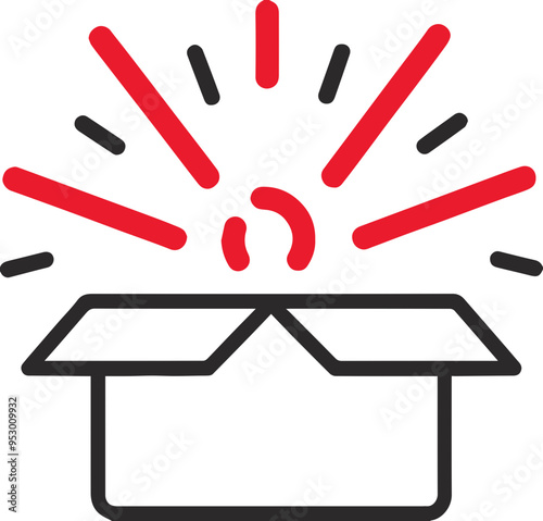 개봉, 박스, 배송, 물건, 새상품, 서프라이즈, 알림, 발송, 패키지, 아이콘