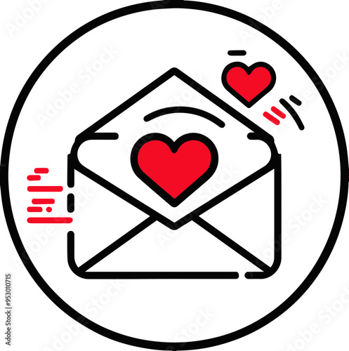 러브레터, 연애, 하트 아이콘, 편지 상징, 로맨틱 일러스트