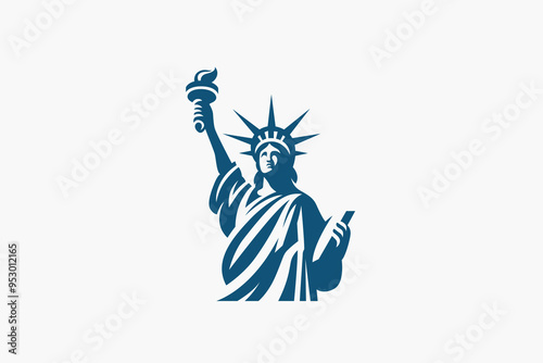 Liberty Statue Logo Abstract Illustration Silhouette Concept United States Independence Celebration Monument