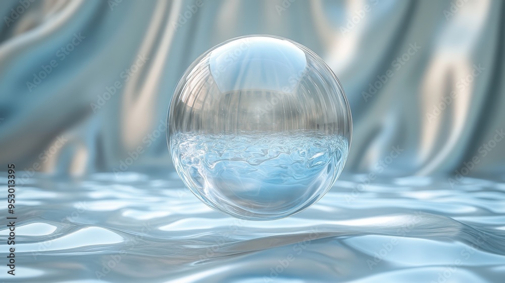 3D render minimal abstract concept clean style floating translucent glass sphere clear ball in empty space modern blank mockup copy template 3D render minimal abstract concept clean style floating translucent glass sphere clear ball in empty space modern blank mockup copy template