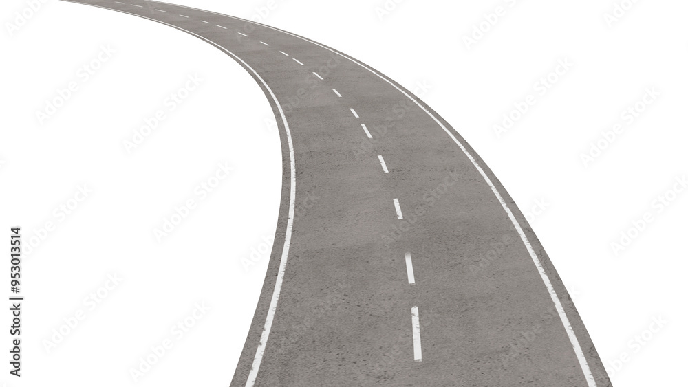Two-way lane road on a white background,Straight Road to Location Infographic Template,3d rendering Two-way lane road on a white background,Straight Road to Location Infographic Template,3d rendering