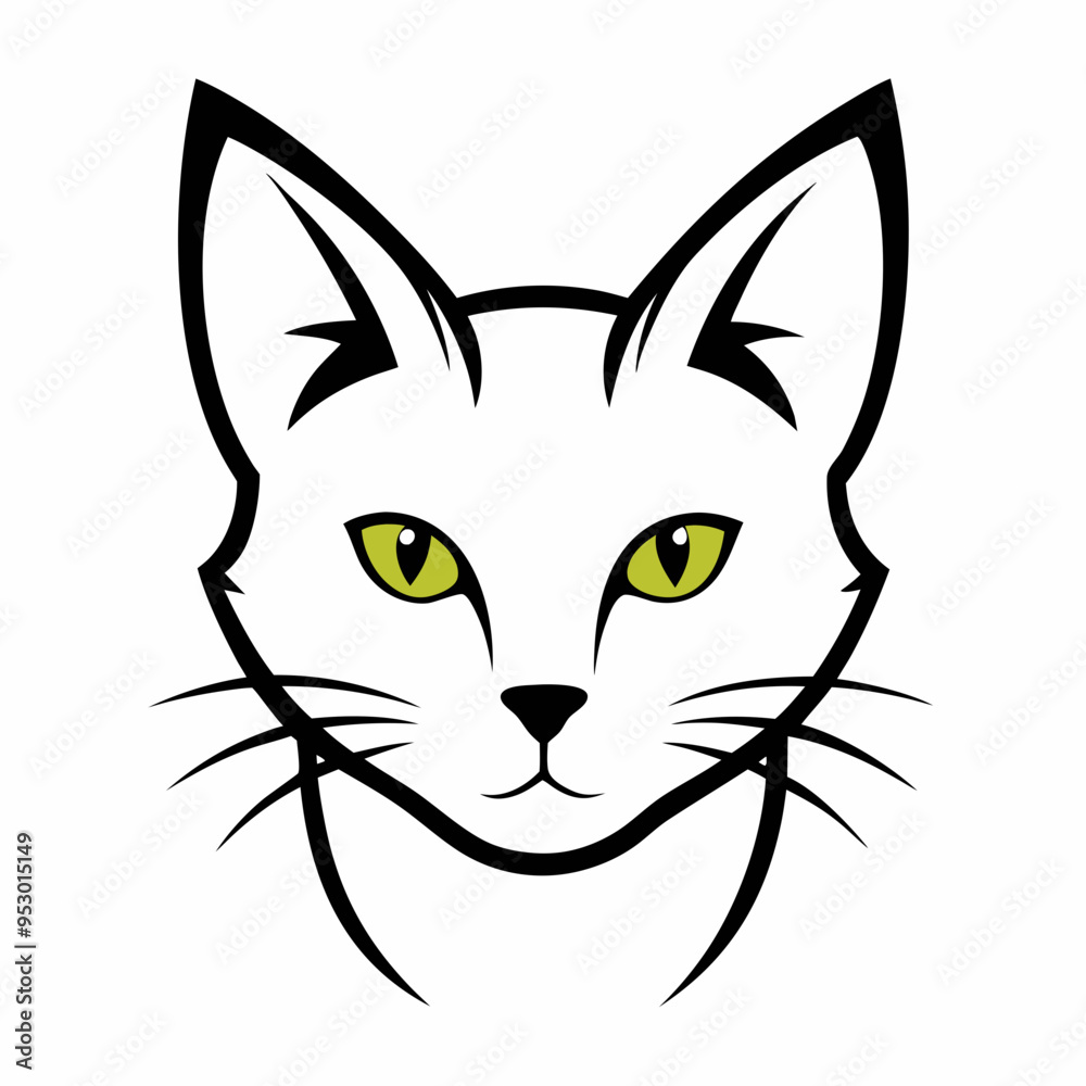 Obraz premium Cat head icon vector line art illustration 