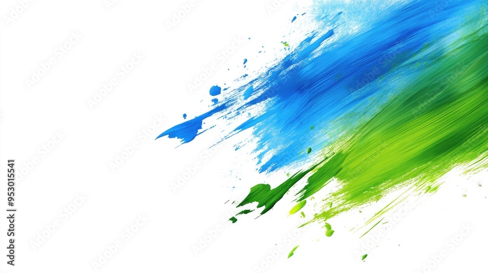 Abstract splash of blue and green paint on a white background, conveying creativity and freshness. Abstract splash of blue and green paint on a white background, conveying creativity and freshness.
