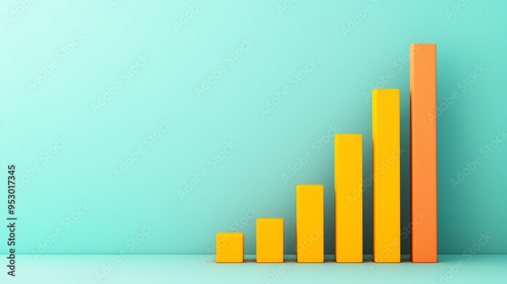 Sales forecast analysis, upward trend lines and bar charts, 3D illustration Sales forecast analysis, upward trend lines and bar charts, 3D illustration
