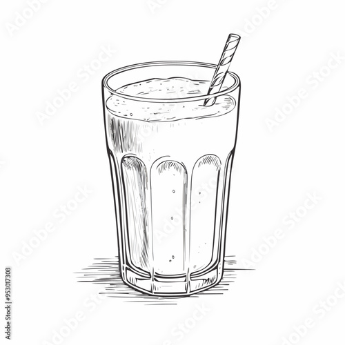 Milk Drink Beverage Menu Liquid Water Sketch Style
