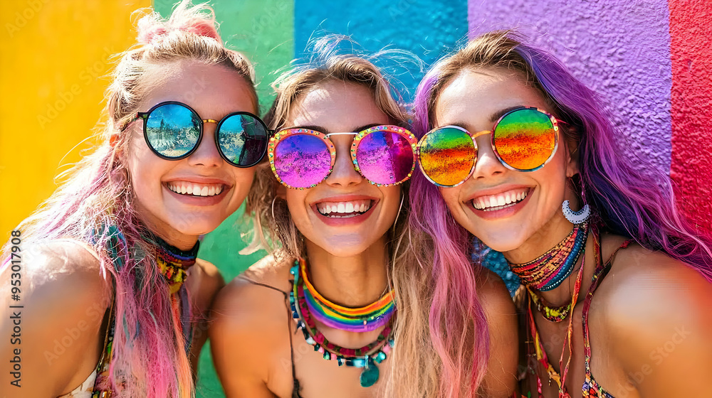 Celebrating Women's Equality: Three Friends Showcasing Empowerment and Joy Celebrating Women's Equality: Three Friends Showcasing Empowerment and Joy