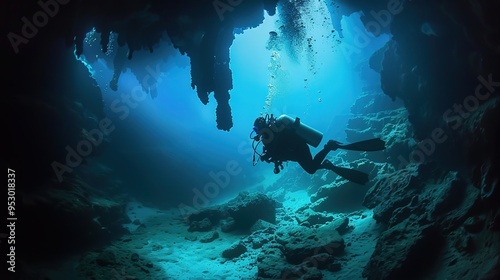 Wallpaper Mural Underwater cave explore wallpaper Torontodigital.ca