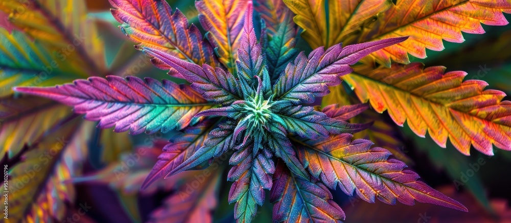 Fototapeta premium colorful marijuana cannabis leaf background