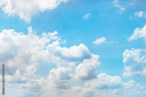 Blue sky and white clouds with sunlight,Blue sky and floating clouds