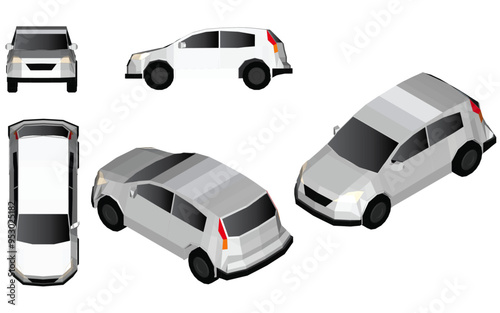 City travel cars and various transport vehicles in many perspectives.