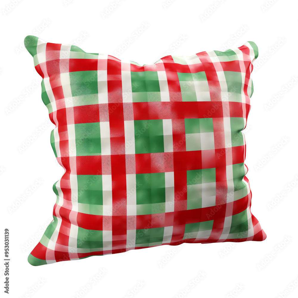 Festive green and red plaid pillow, perfect for adding a cozy holiday touch to any living space, bedroom, or office decor. Festive green and red plaid pillow, perfect for adding a cozy holiday touch to any living space, bedroom, or office decor.