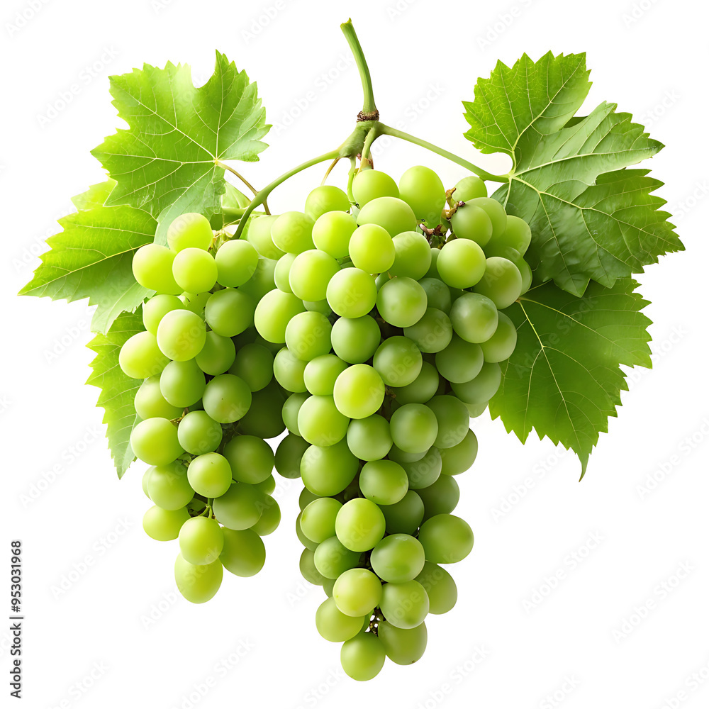 hanging branch green grapes isolated on a white background hanging branch green grapes isolated on a white background