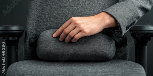 Ergonomic Chair Adjustment: Close-up of Hand Adjusting Lumbar Support for Comfortable Seating Position