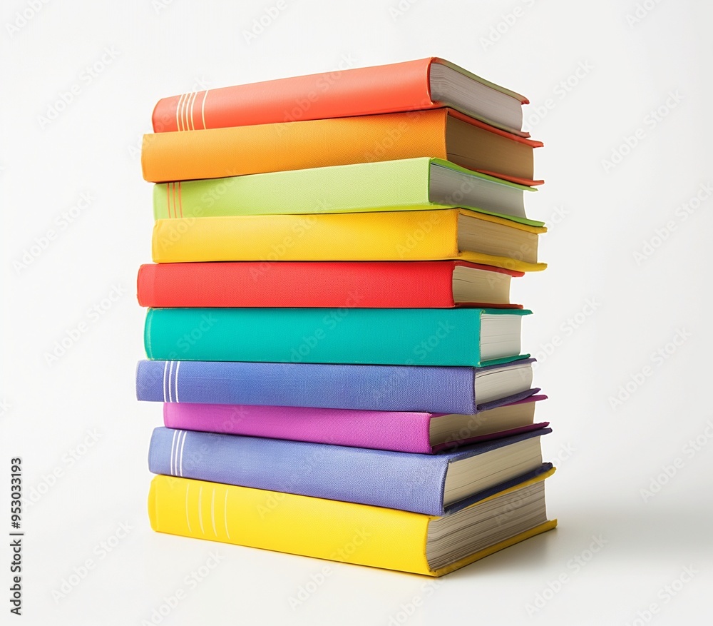 A stack of colorful books isolated on a white background A stack of colorful books isolated on a white background