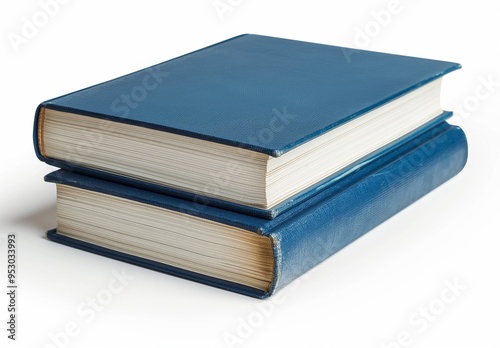 A stack of two books with a blue cover isolated on white background 