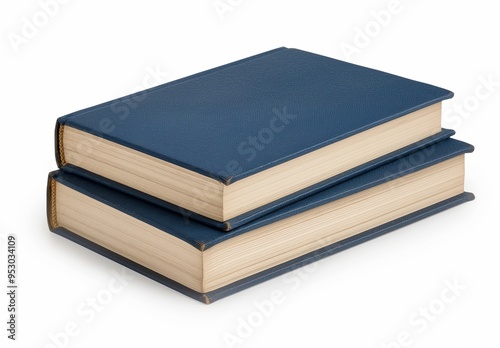 A stack of two books with dark blue covers isolated on white background 