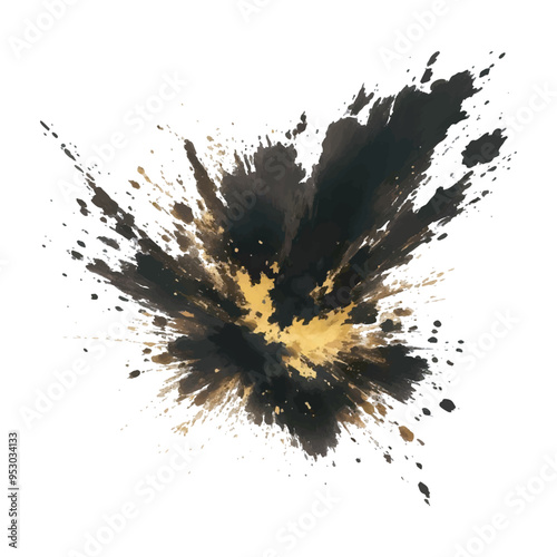 black and gold ink splash explosion vector