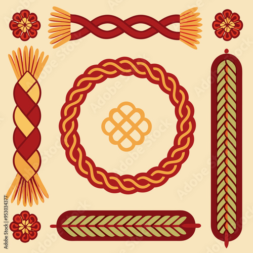 Braided Borders Knitted Ornaments & Decorative Ropes vector