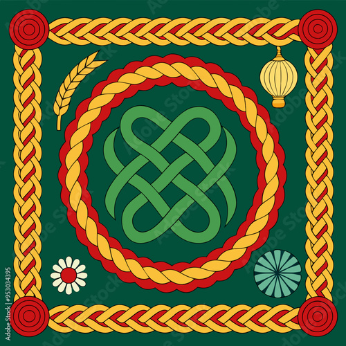 Braided Borders Knitted Ornaments & Decorative Ropes vector