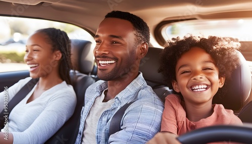 Happy Family Enjoying a Car Ride Together