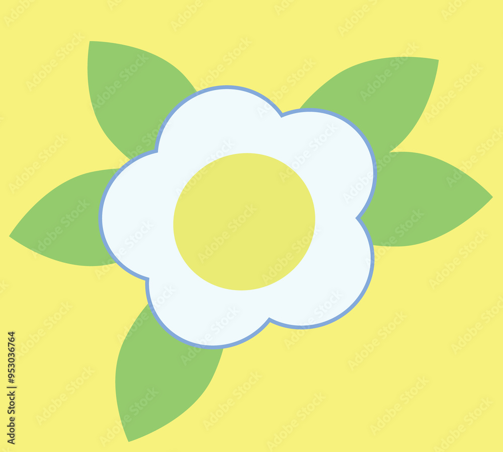 white cartoon flower on yellow background white cartoon flower on yellow background
