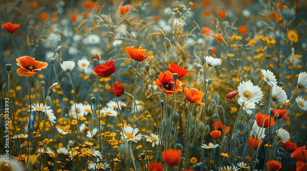 Obraz premium wildflower pattern wallpaper