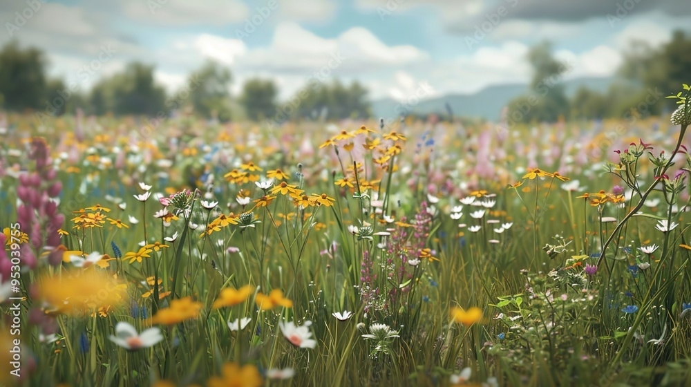 Fototapeta premium wildflower pattern wallpaper