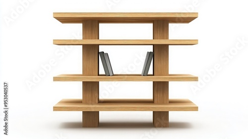 Wooden Bookshelf with Four Shelves