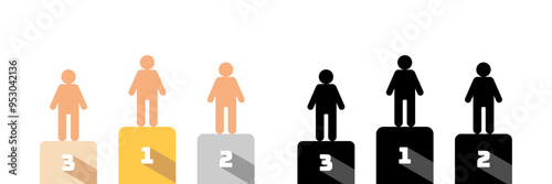 victory podium icon set, 123 champion symbols. modern design