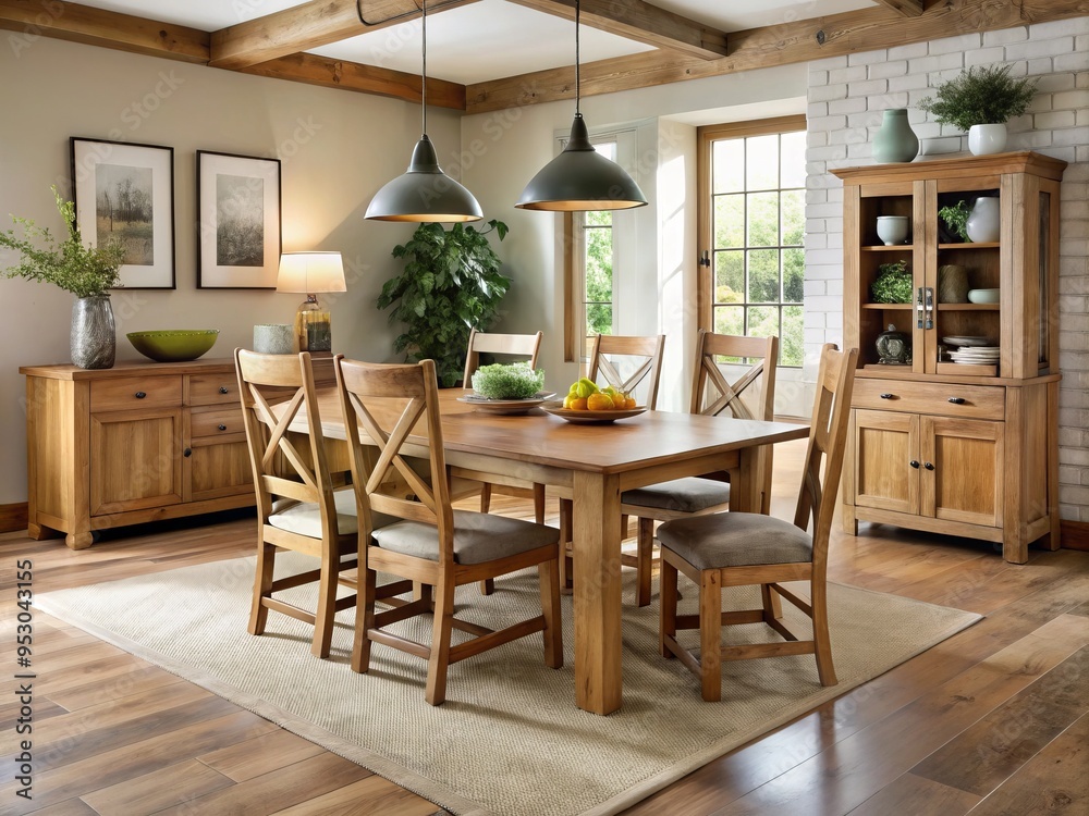 Farmhouse oak dining furniture rustic modern combination Farmhouse oak dining furniture rustic modern combination