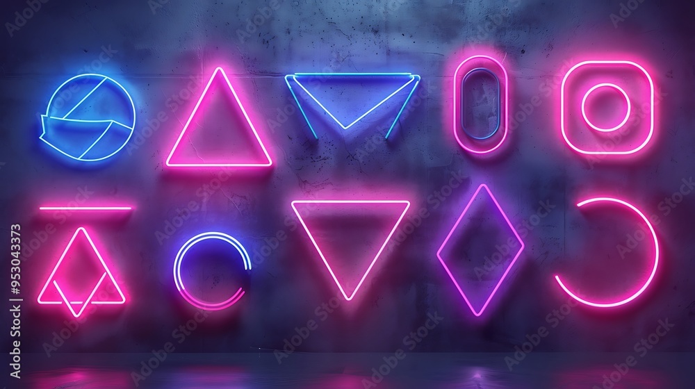 Neon light effect overlays, glowing elements, Neon light effect overlays, glowing elements,