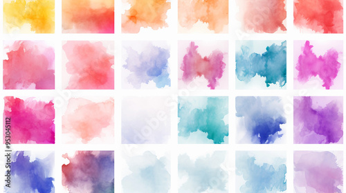 Big set of bright vector colorful watercolor splotches