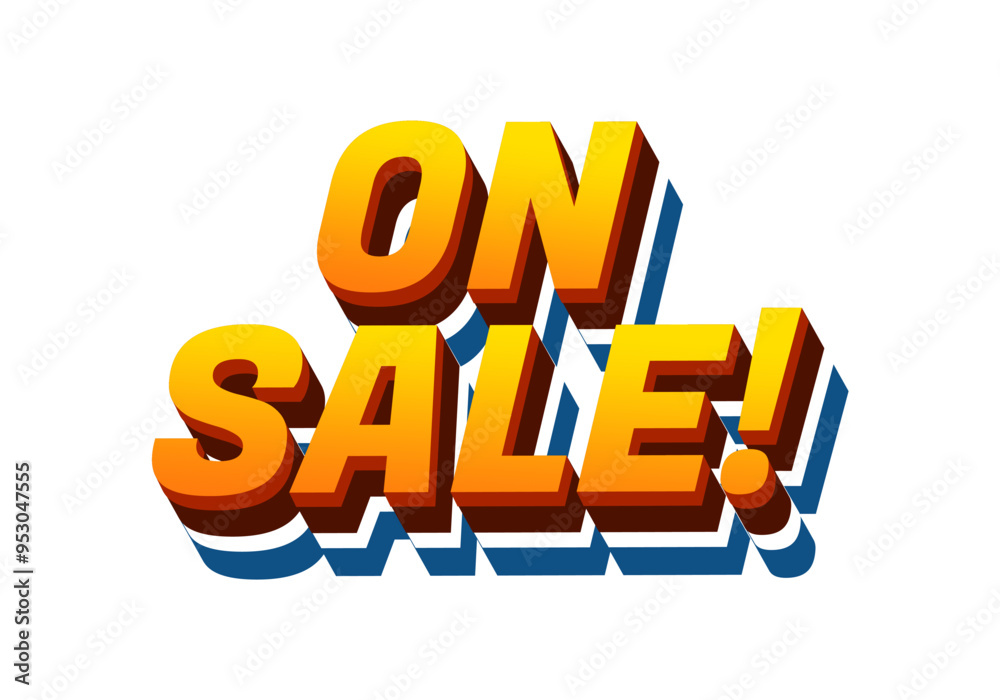 On sale. Text effect in 3D style with eye catching colors