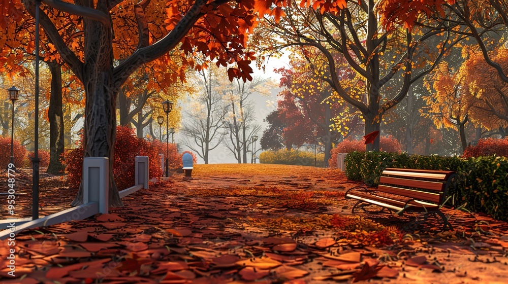 Obraz premium autumn park pattern wallpaper