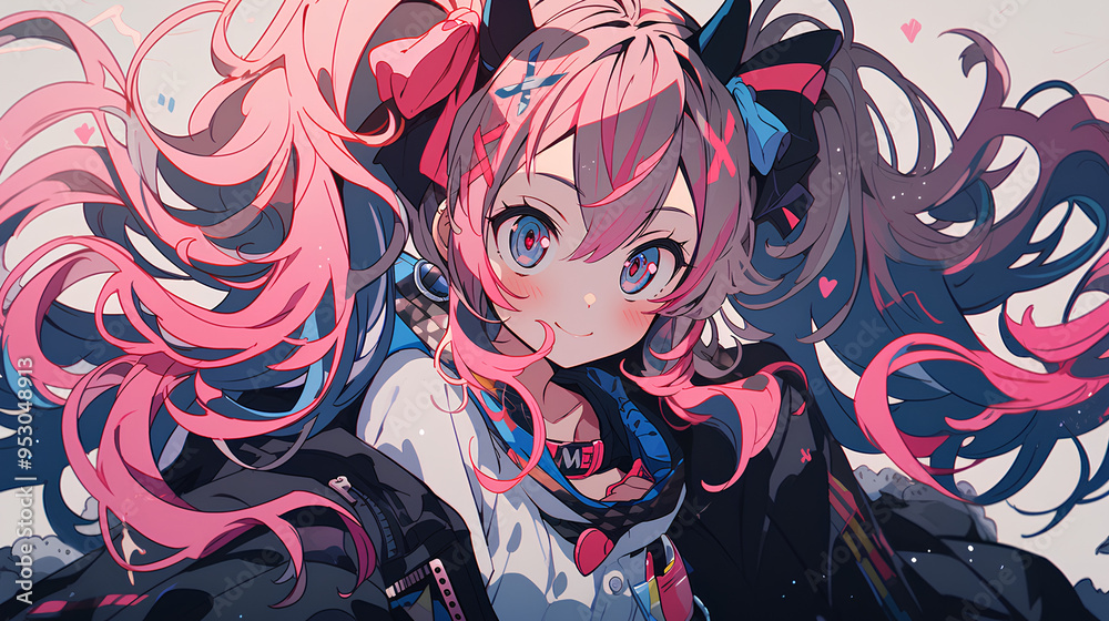 vtuber girl character big hair and cute, vertical background anime girl vtuber girl character big hair and cute, vertical background anime girl