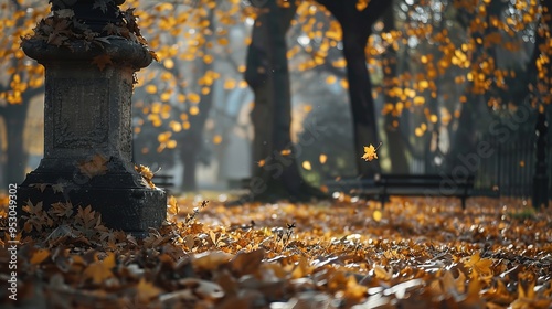 Wallpaper Mural autumn park pattern wallpaper Torontodigital.ca