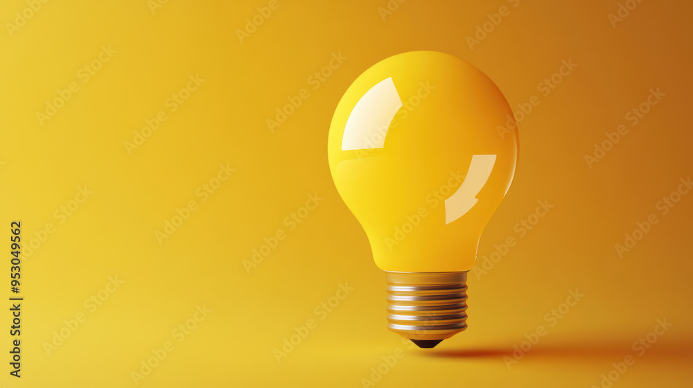 Bright yellow light bulb against a matching yellow background, symbolizing innovation, ideas, creativity, and energy in a modern minimalist style. Bright yellow light bulb against a matching yellow background, symbolizing innovation, ideas, creativity, and energy in a modern minimalist style.