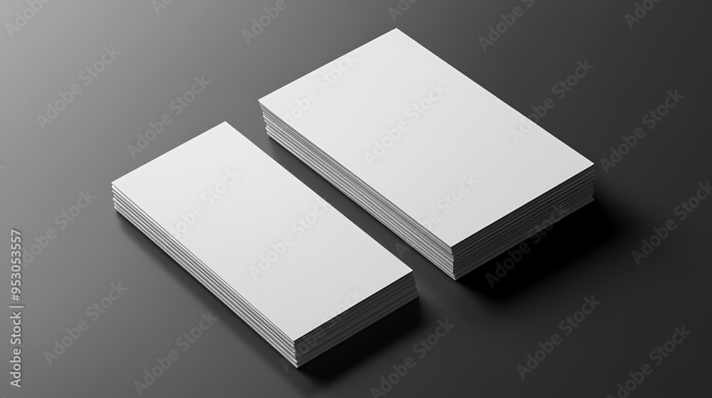 Two Stacks of White Blank Paper on a Black Background Two Stacks of White Blank Paper on a Black Background
