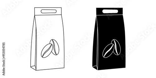 coffee paper bag icon set isolated on white background