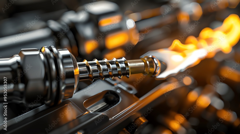 A 3D render of a spark plug wrench in action A 3D render of a spark plug wrench in action