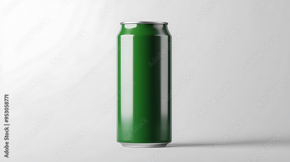 A Tall Green Aluminum Can on a White Background A Tall Green Aluminum Can on a White Background