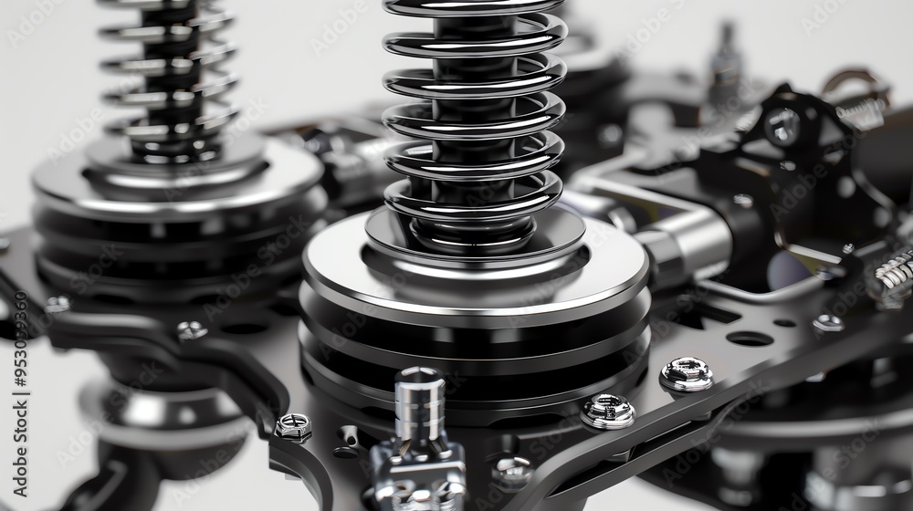 A detailed 3D render of a mechanic s coil spring compressor A detailed 3D render of a mechanic s coil spring compressor