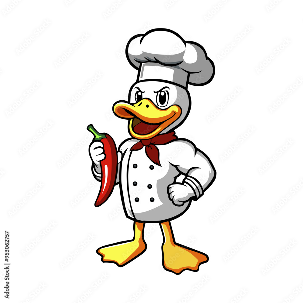 a duck with a red scarf and a white hat a duck with a red scarf and a white hat