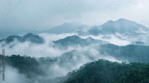 foggy mountain pattern wallpaper