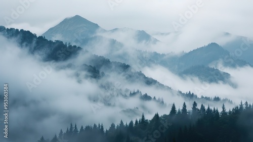 foggy mountain pattern wallpaper