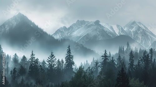 foggy mountain pattern wallpaper