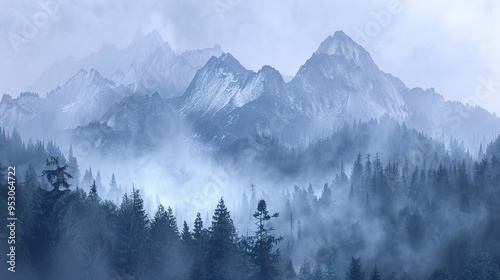 foggy mountain pattern wallpaper