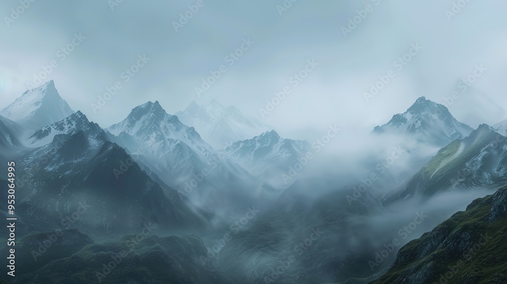 Obraz premium foggy mountain pattern wallpaper