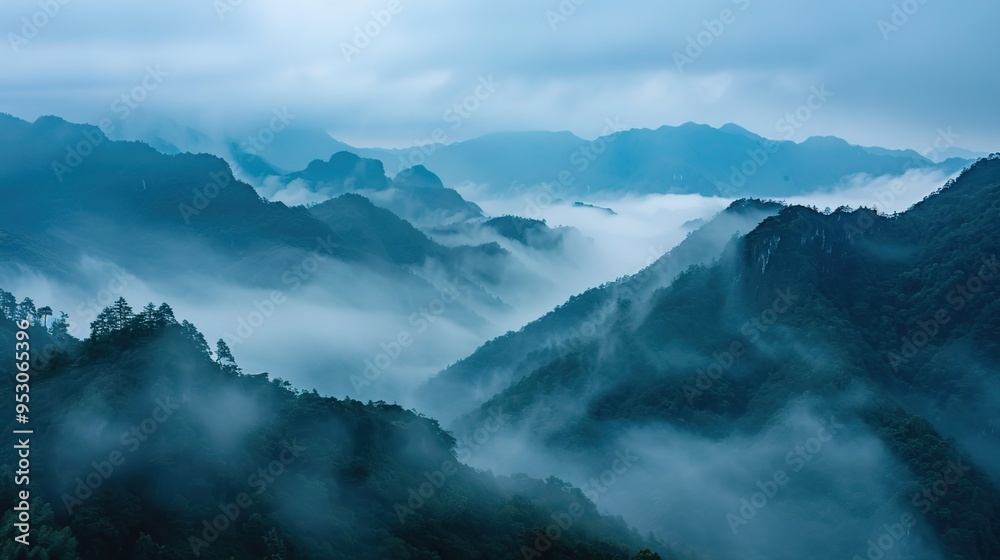Obraz premium foggy mountain pattern wallpaper